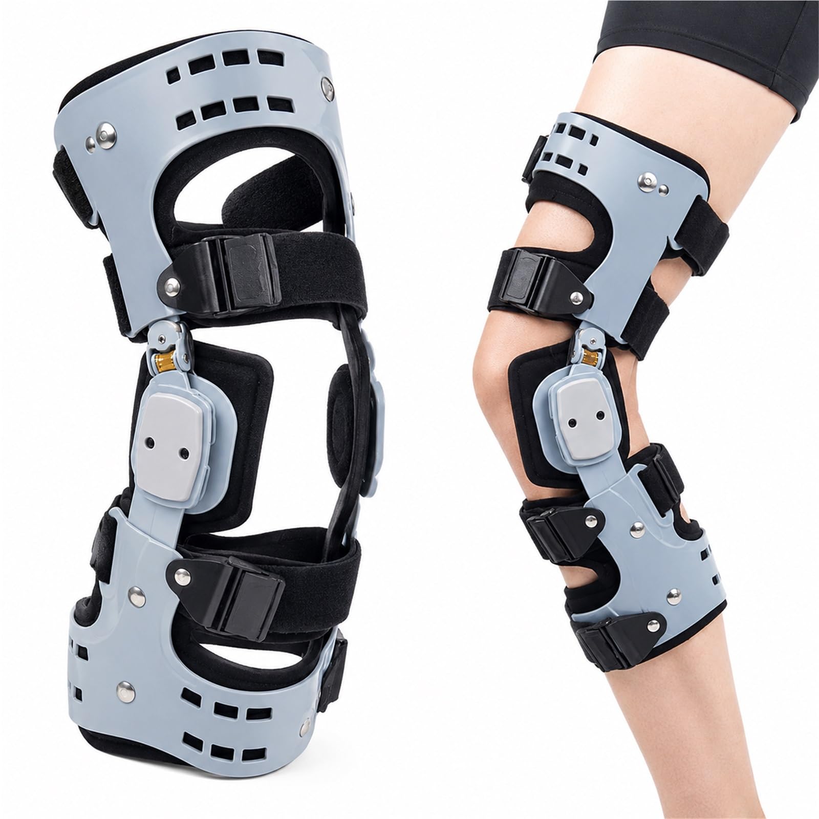 Rodillera para Osteoartritis y Alivio del Dolor de Artritis Soporte de Descarga Medial o Lateral para Desgaste de Cartílago Necrosis Avascular Diseño Ajustable(Izquierda)