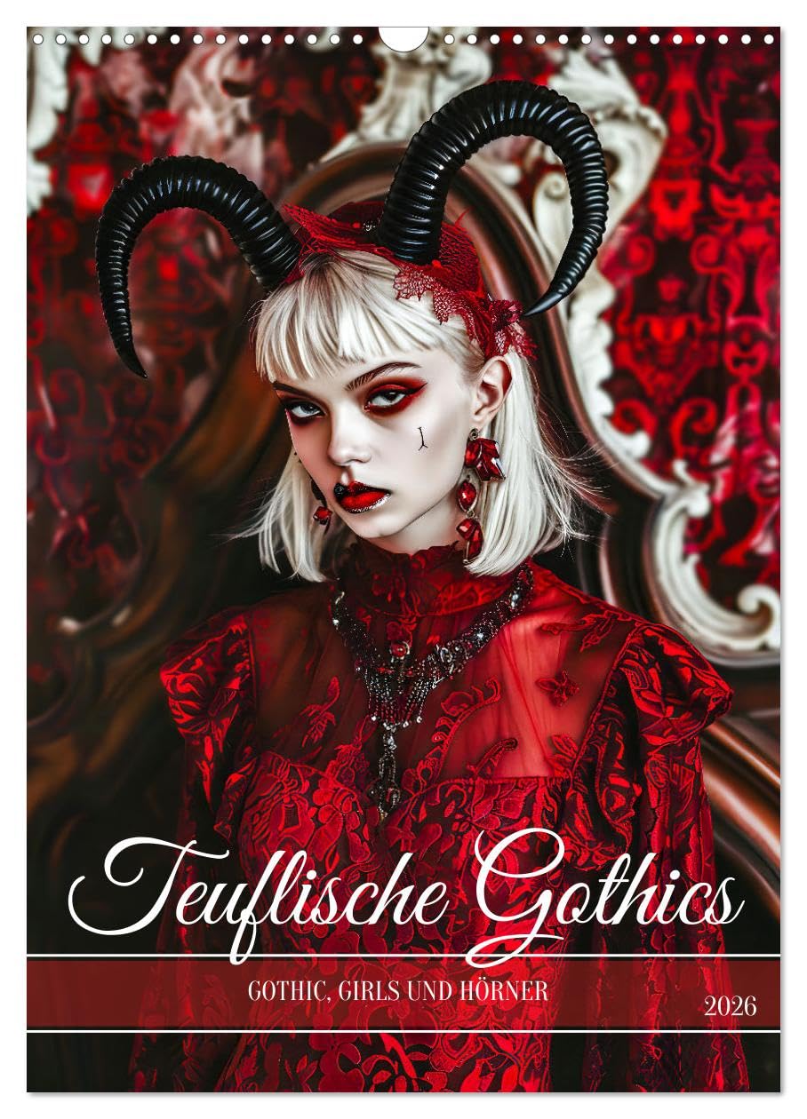 Devilish Gothics - Gothic, girls and horns UK-Version (Wall Calendar 2026 DIN A3 Portrait), CALVENDO 12 Month Wall Calendar โ image 1