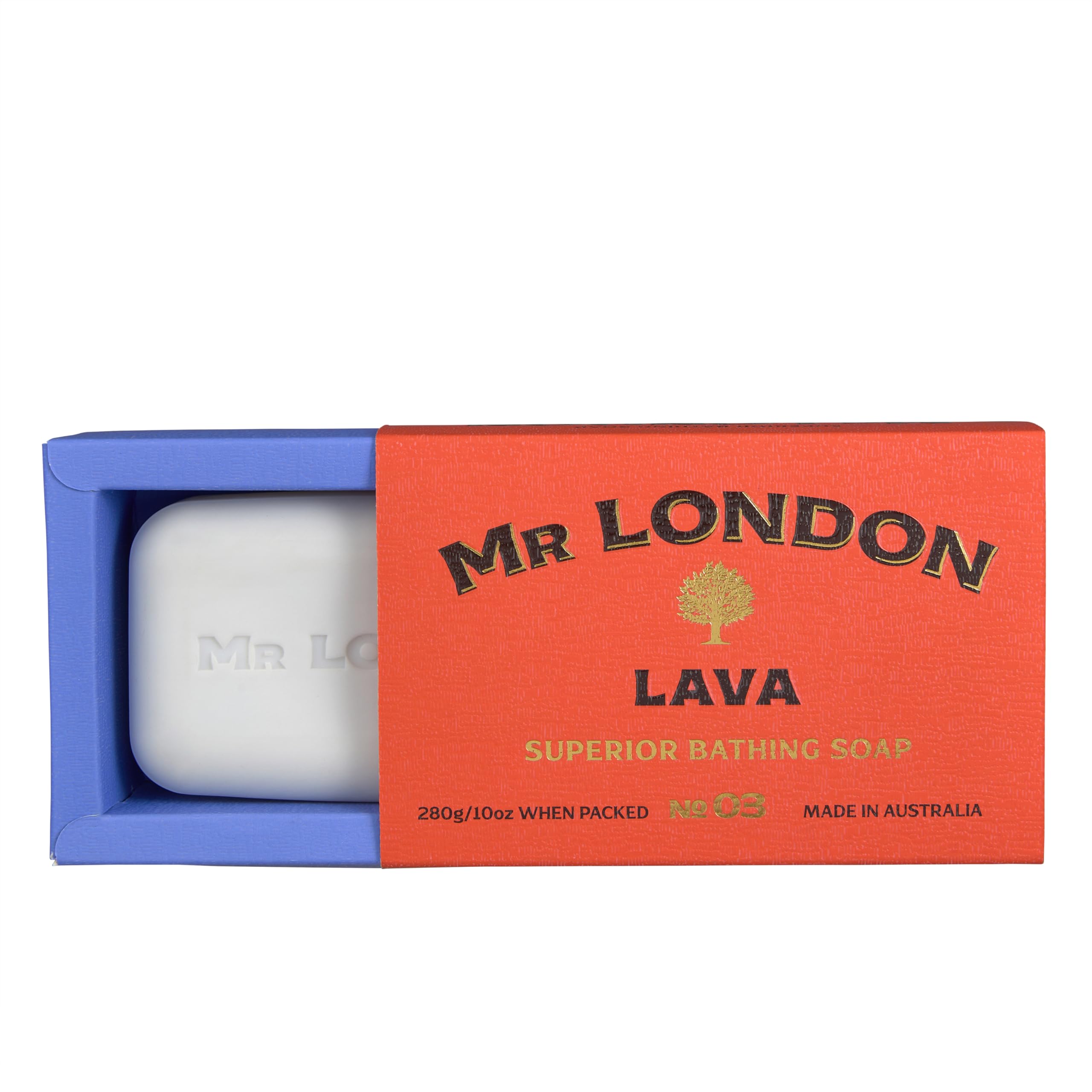Mr. London Lava Scented Natural Soap Bar for Men, 10oz/280g French Triple-Milled Soap Bar Enriched with Organic Shea Butter and Natural Plant Oils -