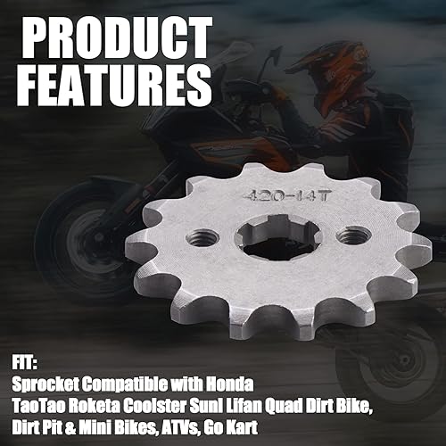 Vista 16 de Piñón delantero 420-10T para motocicleta Dirt Pit Bike Mini ATV 4 ruedas universal motocicleta