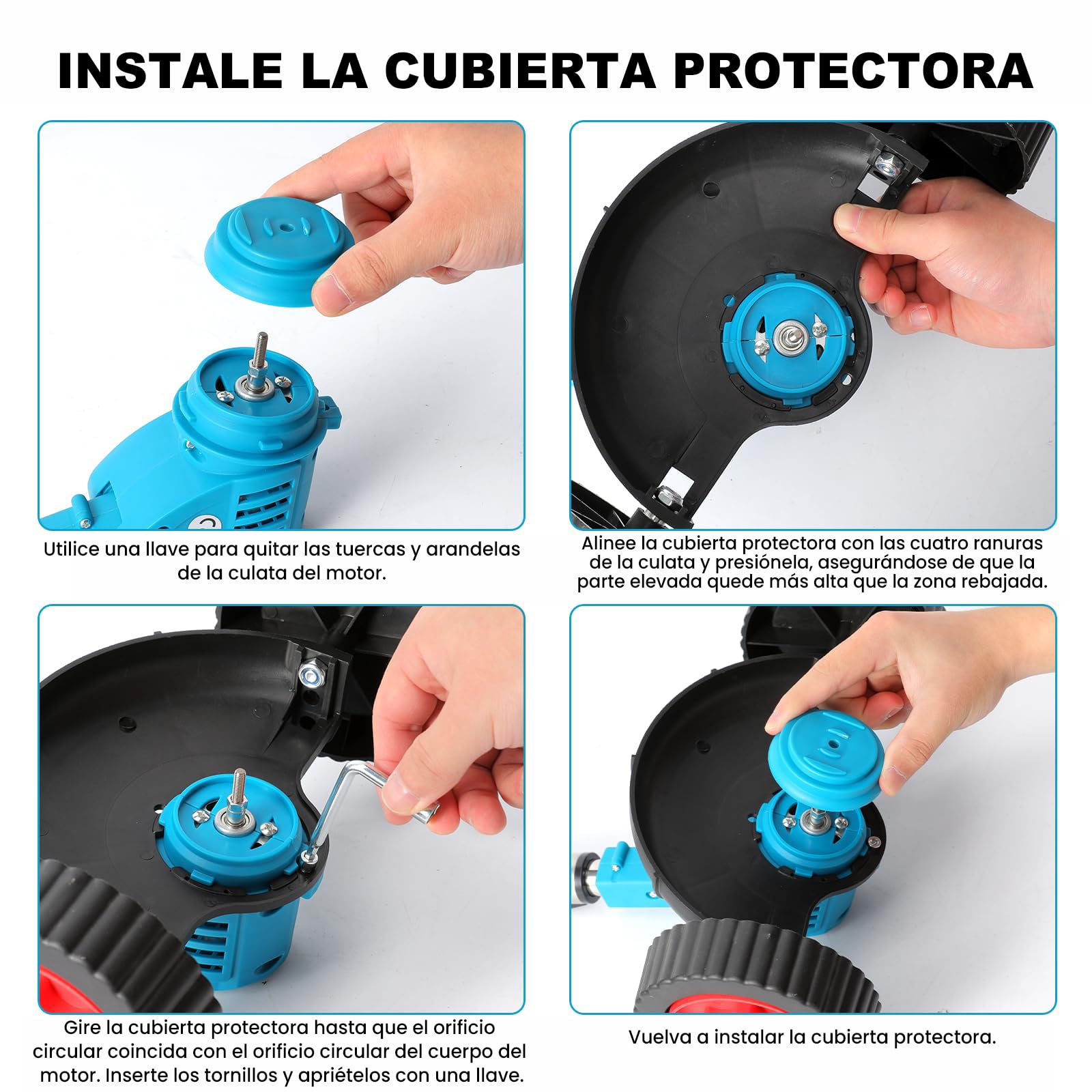 Desbrozadora Batería 21V, Desbrozadora Eléctrica, Equipado con 2 Baterías de 2.0Ah, 4 Cuchillas de Alta Eficiencia y Mango Ajustable, para Uso en Hogar, Patio y Jardín