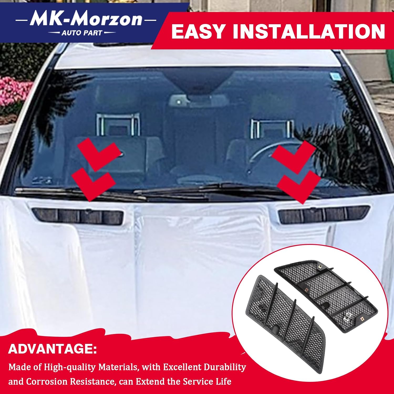 1648804305 Pair Hood Air Vents Grille Cover Fit for 2008-2011 Mercedes-Benz GL320 GL350 GL450 GL550 ML320 ML350 ML450 ML550 ML63 AMG Replace# 1648804405