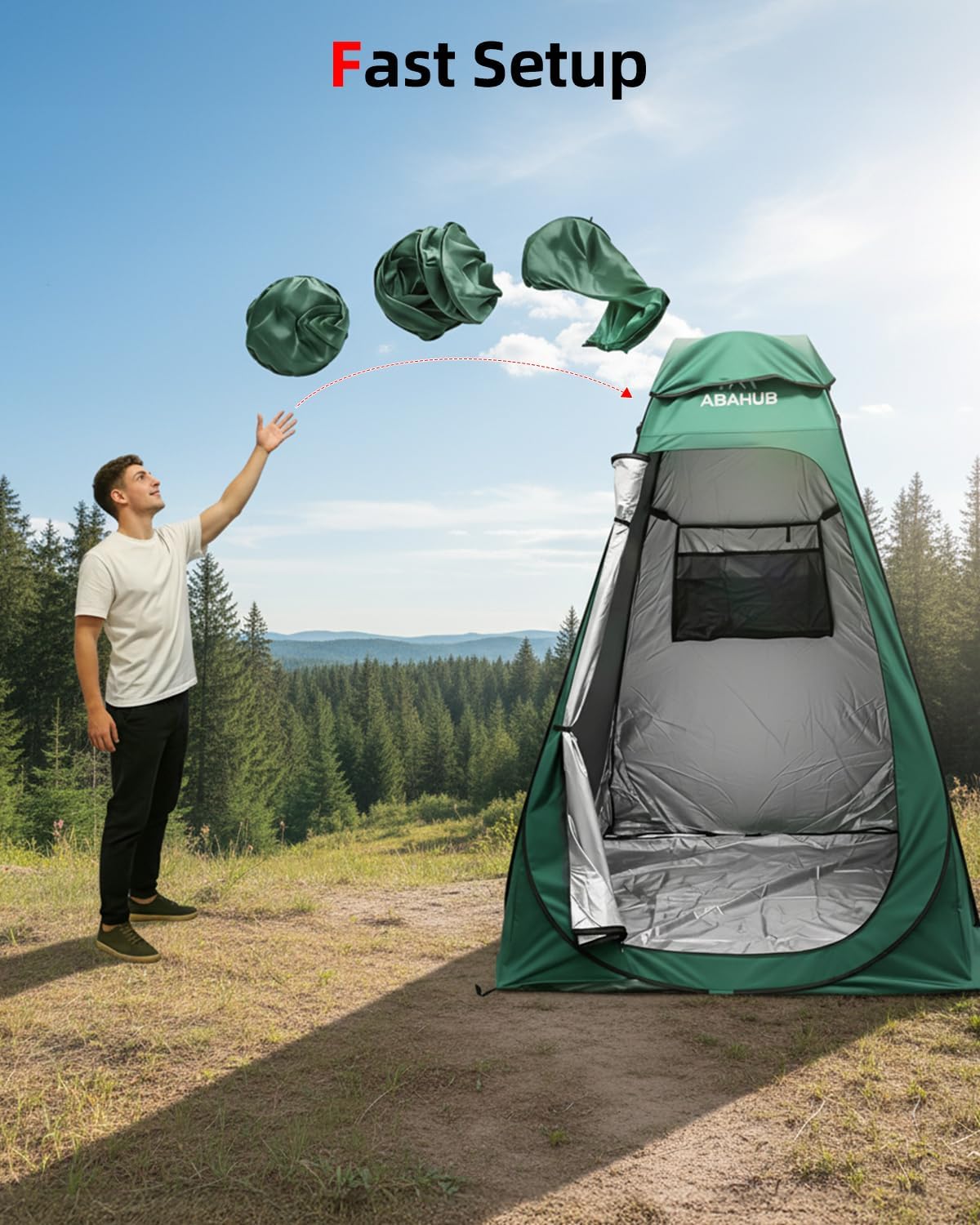 Abahub Pop Up Shower Tent, 59 x 59 x 74.8 in, Portable Instant Privacy Tents for Camping, Outdoor Changing Room with Removable Floor Mat & Rain Shelter