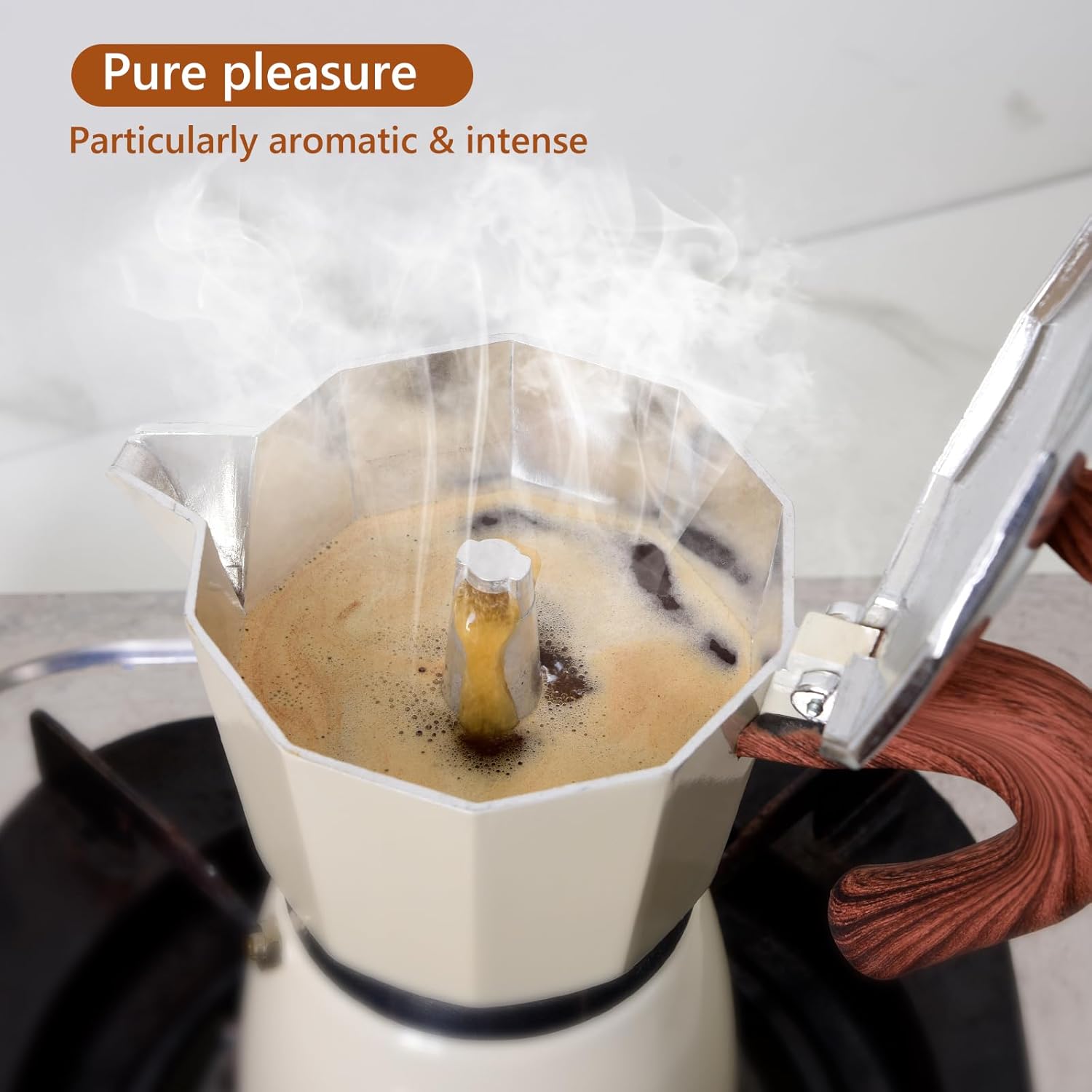 JingleChoo Moka Pot 300ml-6 Cups Espresso Maker, Italian Stovetop Coffee Makers Percolator, Aluminum, Easy To Use & Clean, Camping Home Use | White | for Mocha Cappuccinos, Lattes 6 71W7Ki5mHJL. AC SL1500