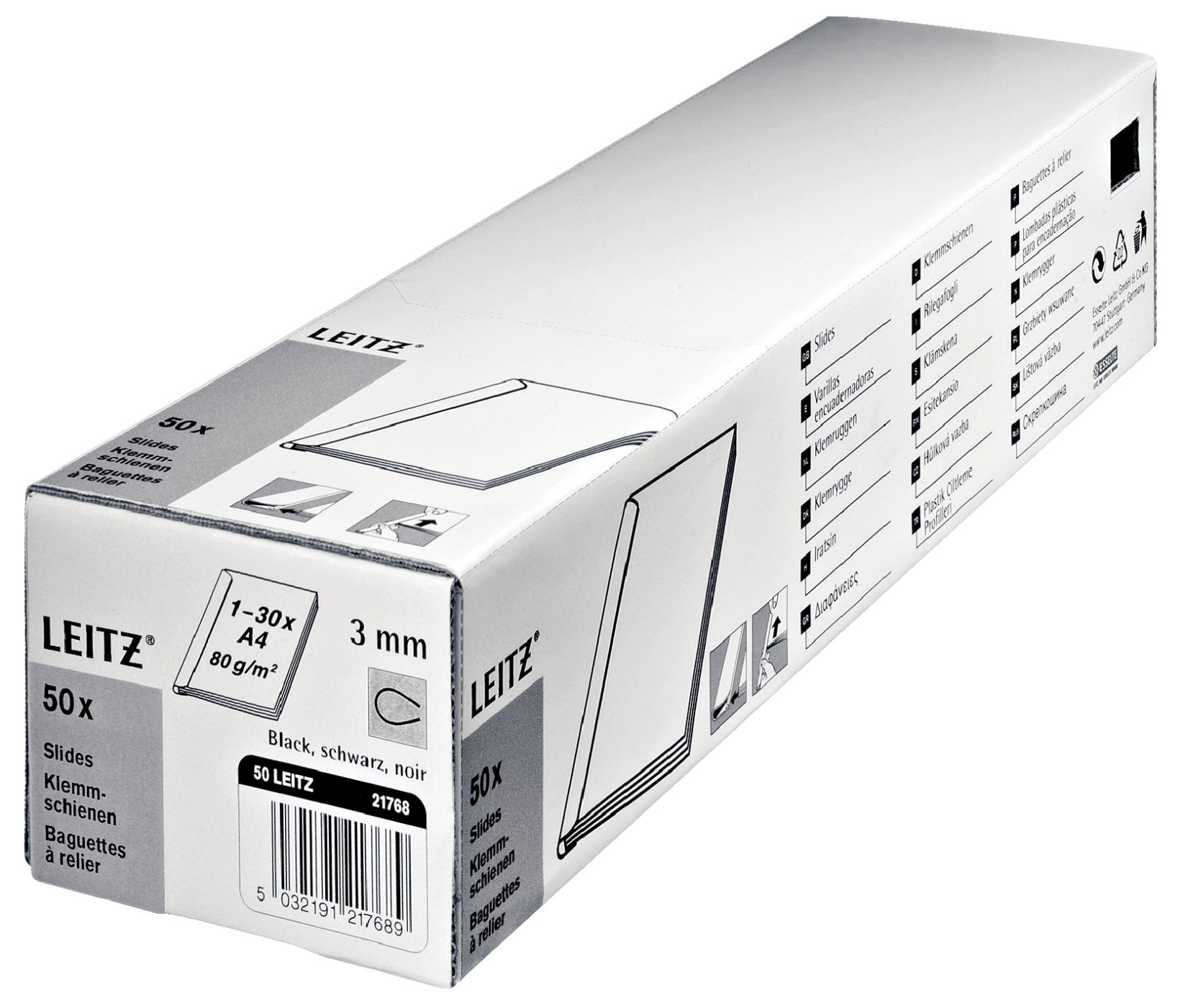 Leitz 21772 Klemmschiene bis 30 Blatt, 50 Stück, blau