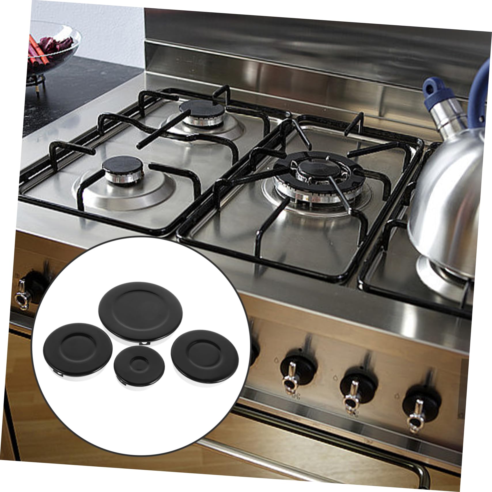 Juego de Tapas de Aluminio y Hierro Negro para Quemador de Gas Diseño Multifuncional para Múltiples Fogones en Estufas de Cocina