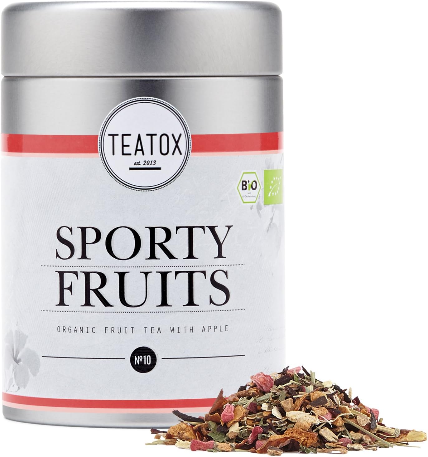 TEATOX Sporty Fruits, Organic Fruit Tea with Apple and Hibiscus, Tin