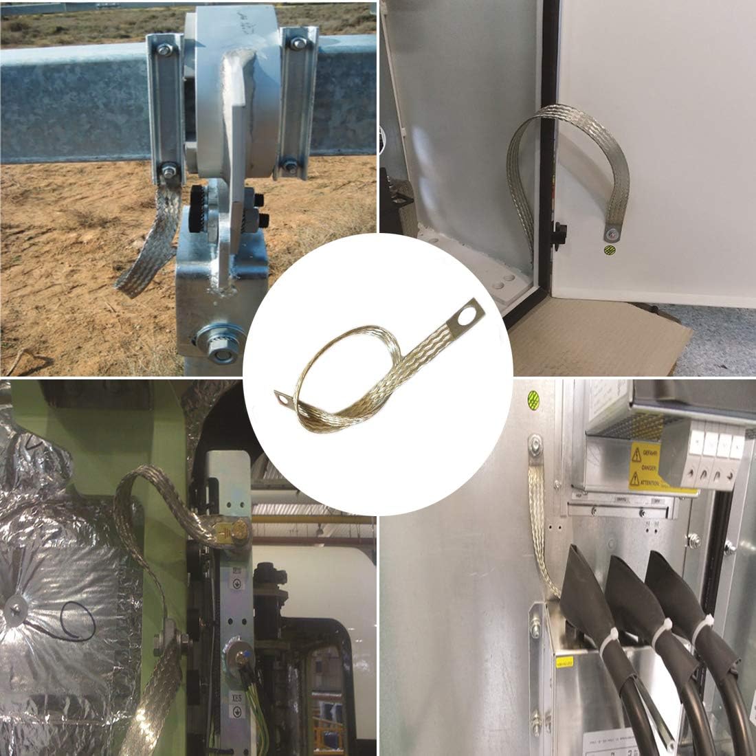 Universal Auto Engine Grounding Strap/Tinned Copper Braided Earth Cable / 1/2" width * 12" length / 6PCS