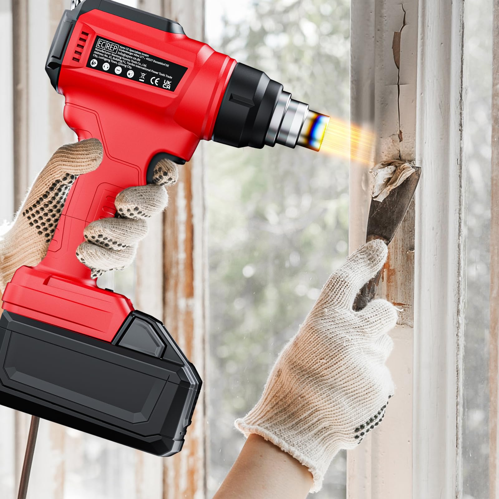 Pistola de calor inalámbrica para batería Milwaukee de 18 V 350 W 648.9 °C (550 °C) pistola de calor de soldadura, kit de pistola de aire caliente con control de temperatura variable con 4 boquillas y