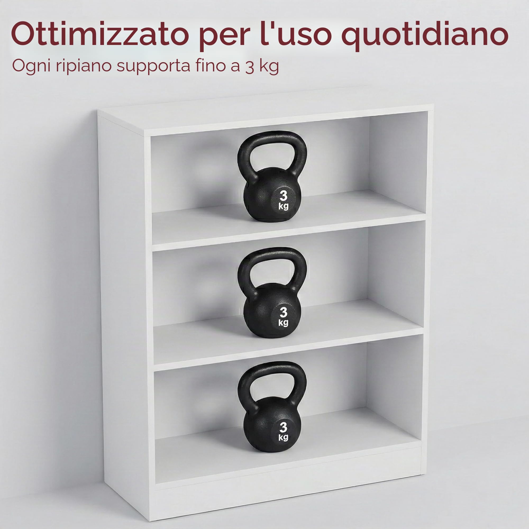 Vida Designs Cambridge 3 Ripiano Low Libreria, Moderno Space-Saving Mobile contenitore for Soggiorno, Camera da letto or Ufficio, Autoportante Design, H75xW60xD24cm (Bianco)