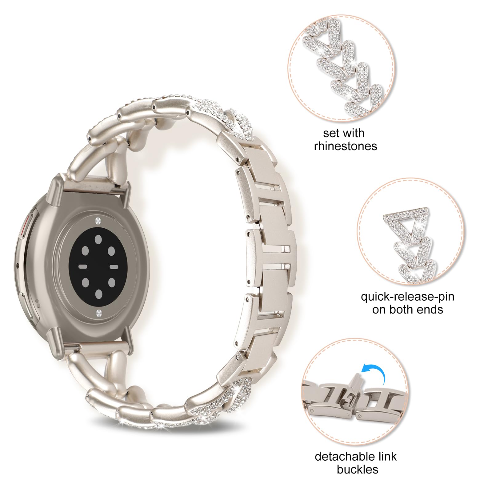 Cinturino In Acciaio Inossidabile 20mm Per Amazfit Active / GTS / GTR / Bip – Regolabile Con Fibbia Farfalla – Argento - 4