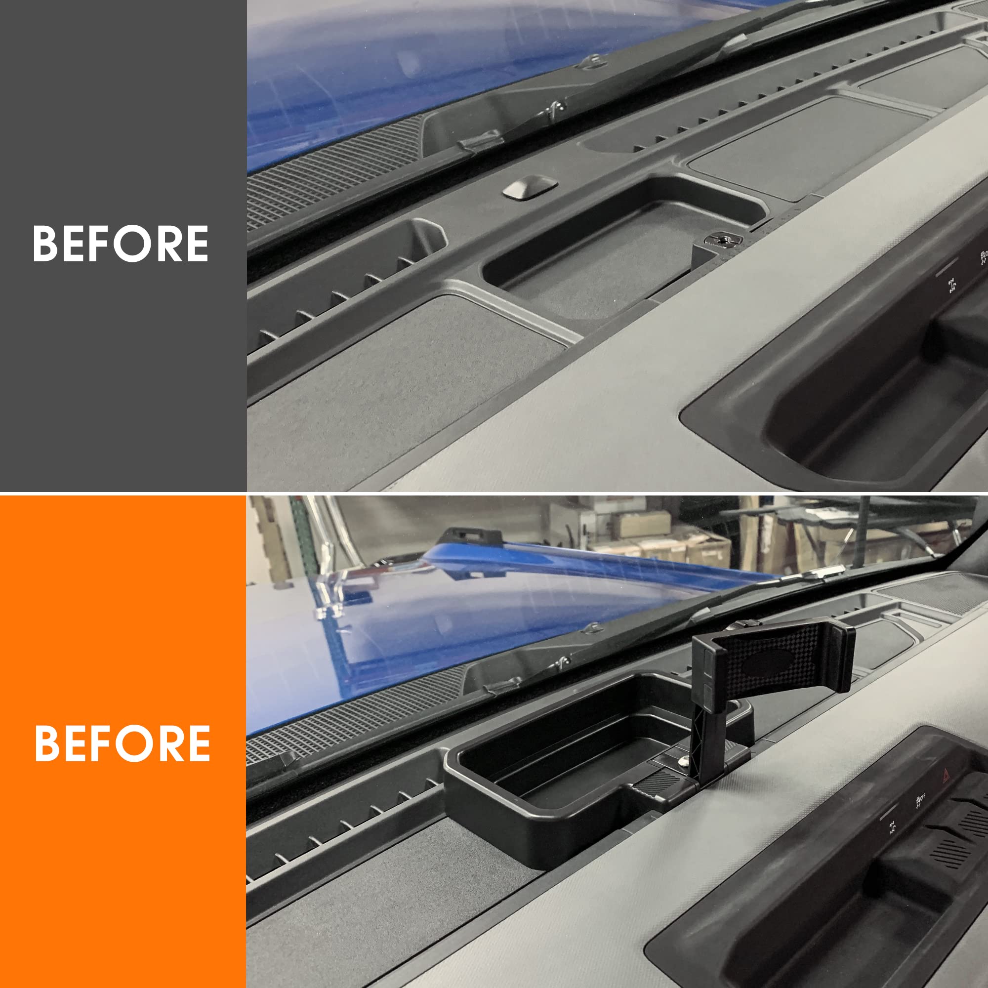 RERPRO Dash Phone Mount Holder for 2021 2022 2023 2024 2025 New Ford Bronco 2/4 Door Interior Accessories Center Console Dashboard Storage Tray Cell Phone Bracket, Not for B&Q Upgraded Stereo