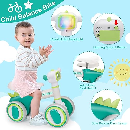 Miniatura 3 de Bicicleta de equilibrio para bebé, mini juguetes de paseo para niños de 1, 2, 3 años, bicicleta de aprendizaje para caminar con 4 ruedas con luz