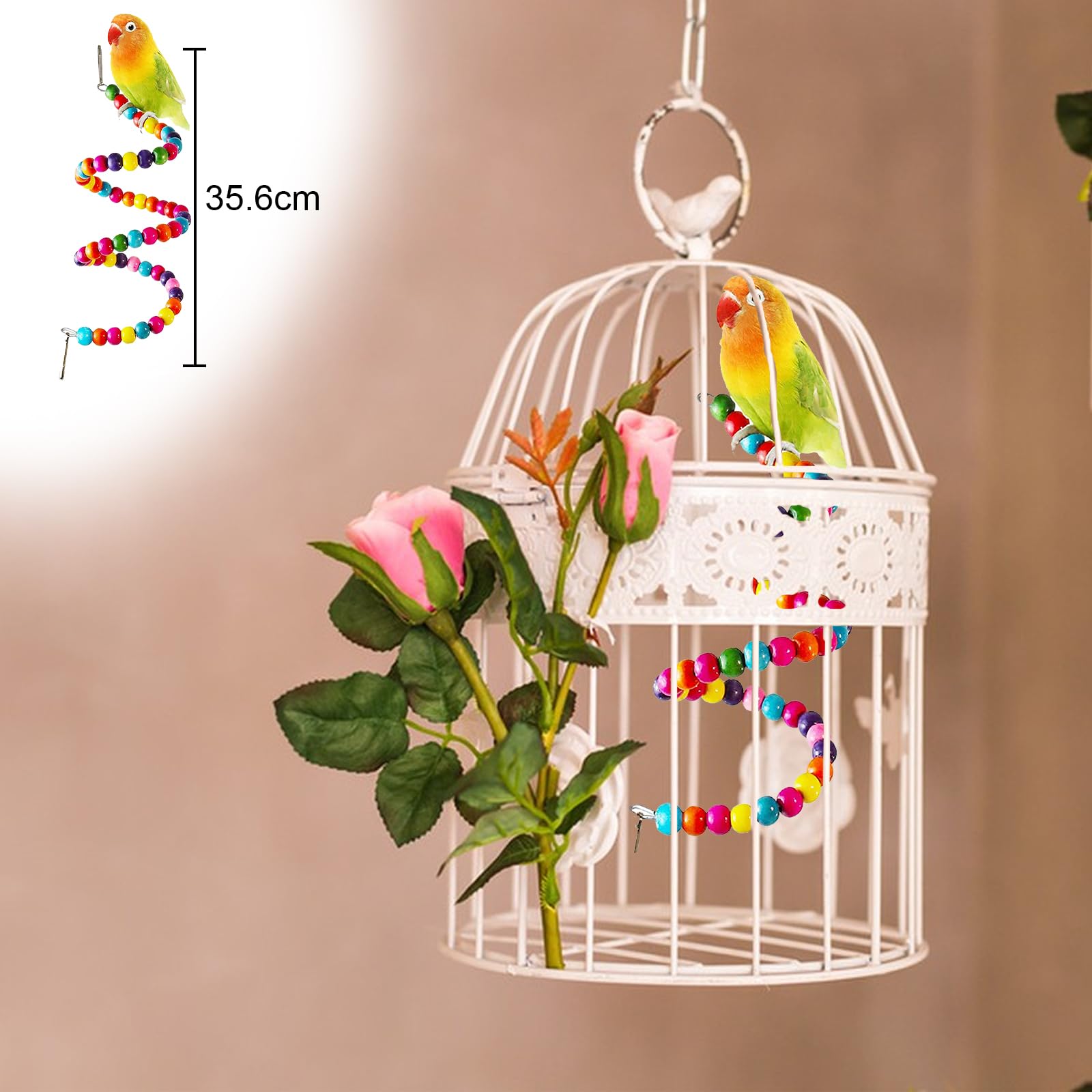 Set 7 Pezzi Giochi per Pappagalli con Campanelle e Altalene - Giocattolo Colorato da Masticare per Cockatiels e Uccelli Adorabili