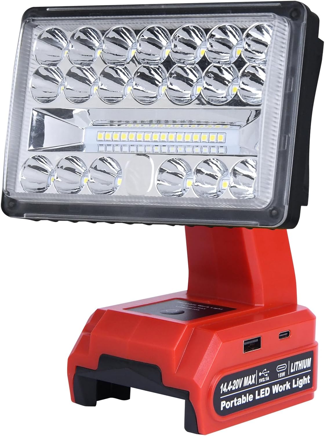 18W 2000LM Cordless LED Work Light Compatible with Milwaukee 18V Batteries,90° Adjustable Head Flashlight with USB Charging Port for Job Sites,Camping,Indoor,Outdoor(Battery not Included)