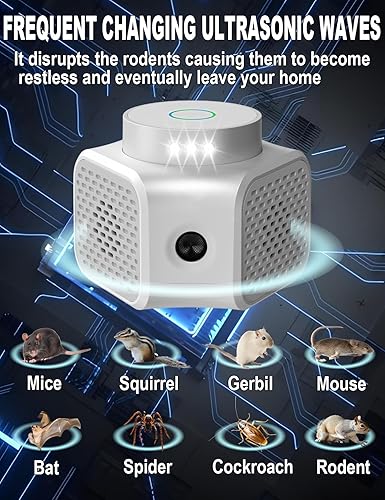 Miniatura 3 de Enchufe ultrasónico repelente de roedores, disuasorio electrónico de interior para ratón, rata, ardilla, roedor, cucaracha, hormiga, control de