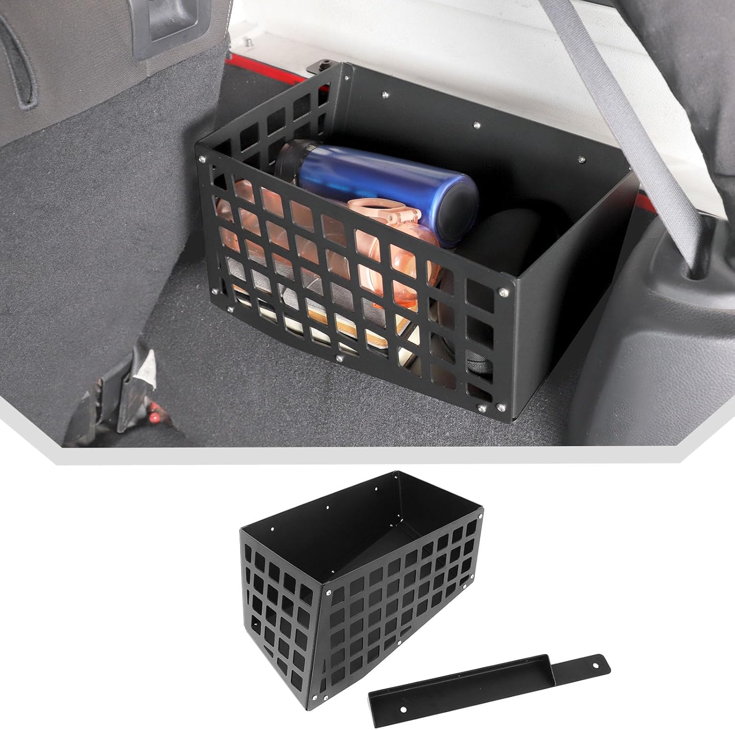 JeCar Aluminum Alloy Trunk Wheel Weel Molle Storage Organizer for 2007-2017Jeep Wrangler JK JKU (Driver Side)