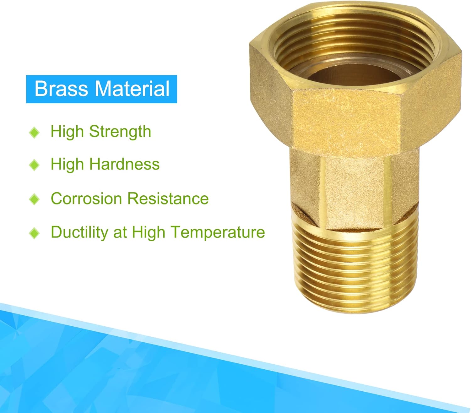 MECCANIXITY Brass Pipe Fitting Water Meter Coupling G1-1/4 Female x G1 Male Thread Hex Connector Adapter 71.5mm Length