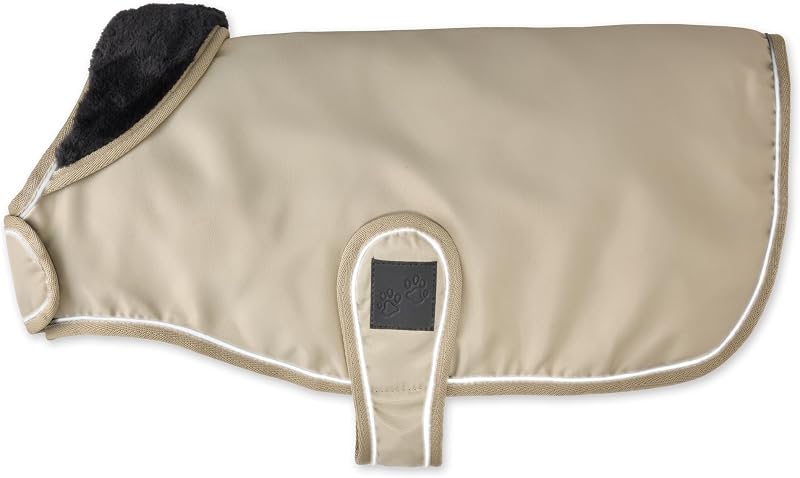Capa de Chuva para Cães Pet Passion Breeze II com Gola de Pelúcia Vegana Khaki Tamanho X-Grande