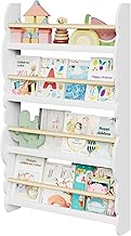WOLTU Kids Bookcase, Wall Shelf, 4-Tier Children's Bookshelf, Storage Display Rack, Wooden Book Organiser for Children's Room, Cloud-shape, White