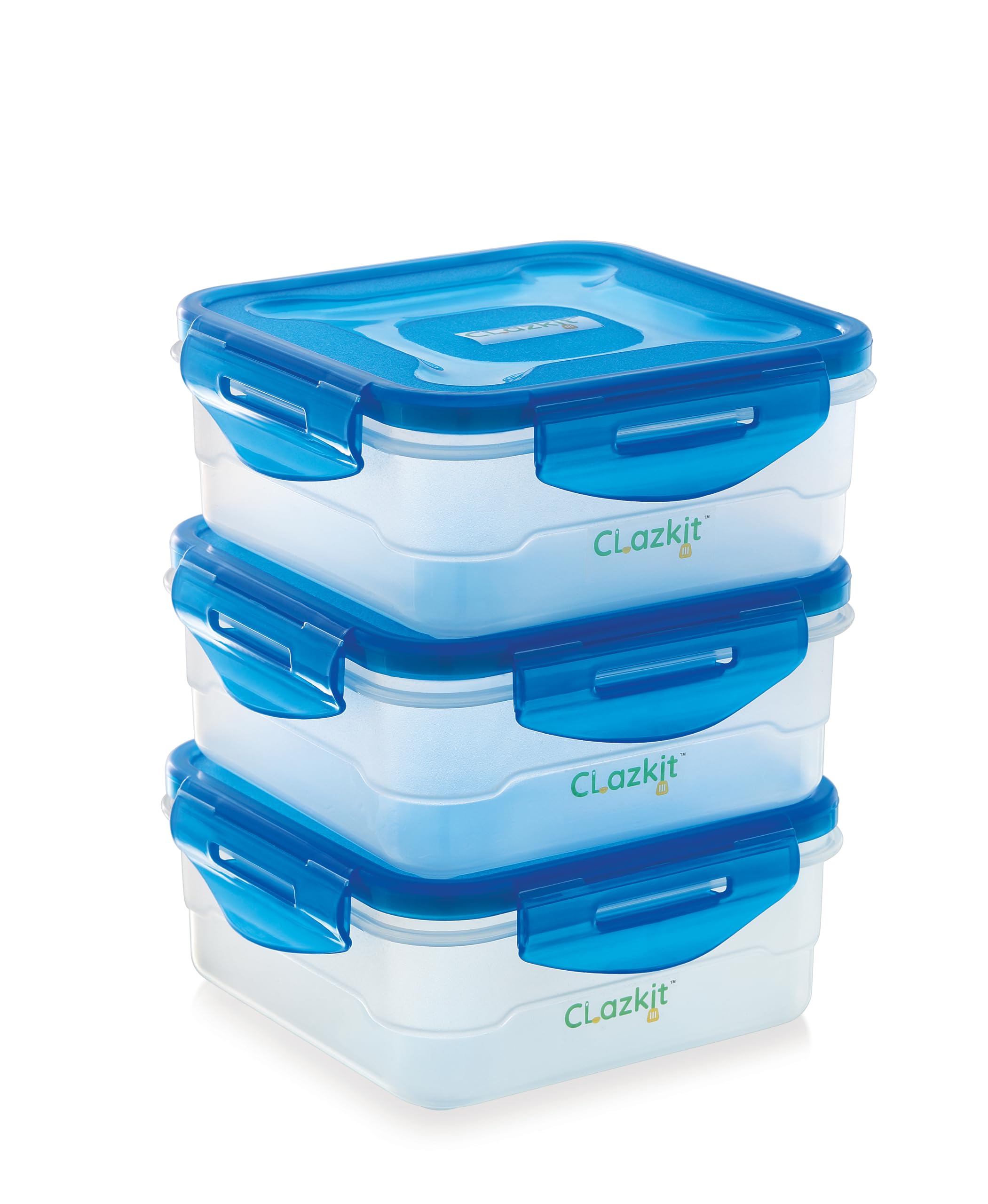 Clazkit Multi-Purpose Plastic Containers with Lid for Kitchen Storage | Food Grade BPA Free Leak Proof |Pack Of 3 | 800ml