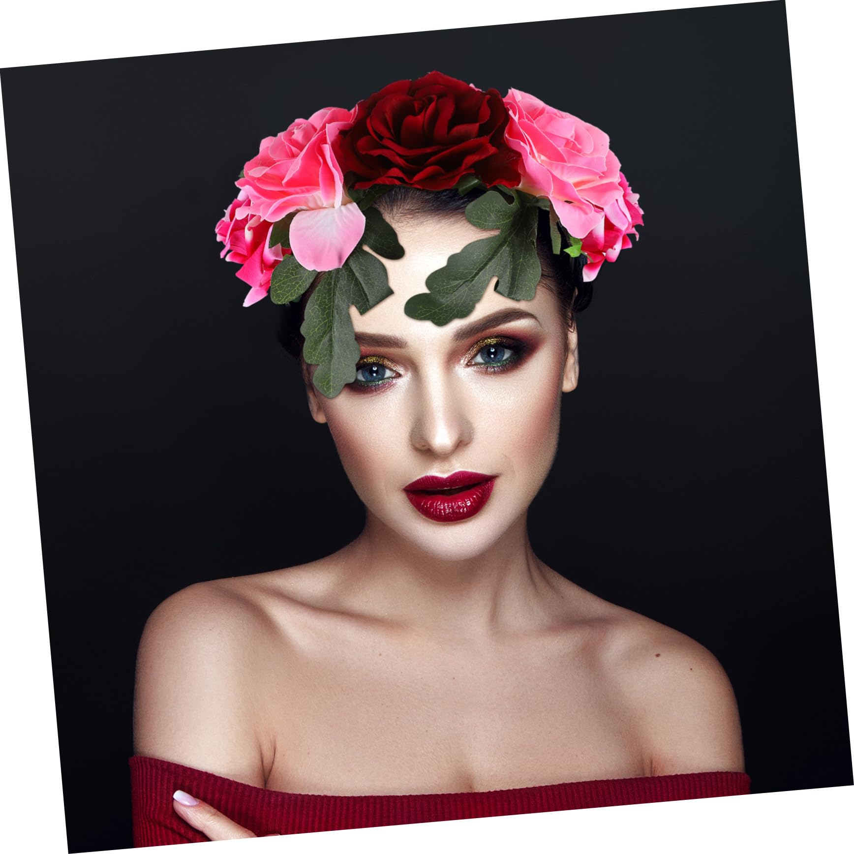 FOMIYES 3 Piezas Venda Diadema Dia De Los Muertos Diadema De Flores De Boda Diadema De Flores Navideñas Tocado De Flores Mexicanas Diadema De Flores De Mascarada Tela Cosplay Maquillaje