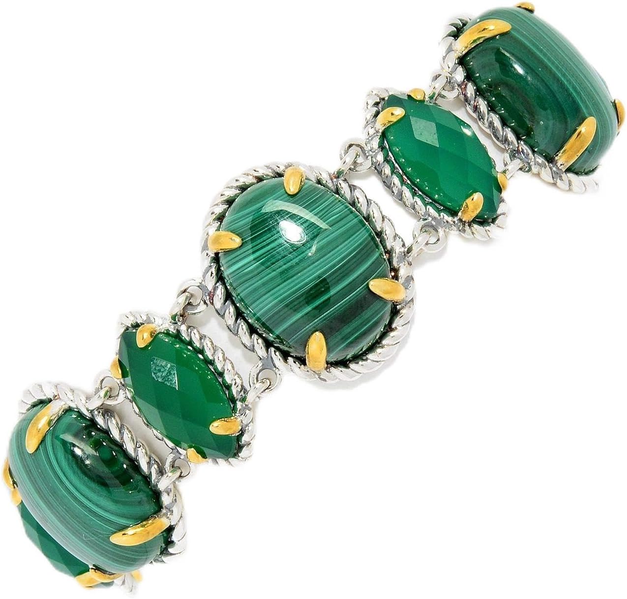 925 Sterling Silver Malachite,Green Agate Bangle