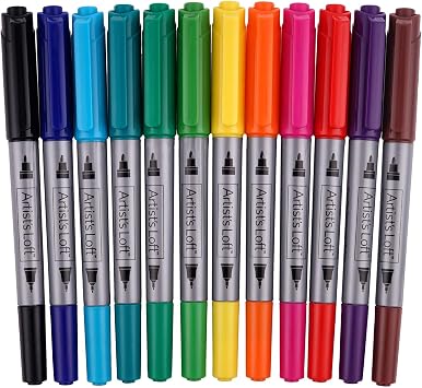 Colorful Assorted Dual Tip Permanent Markers by ArtMinds, 12 Count