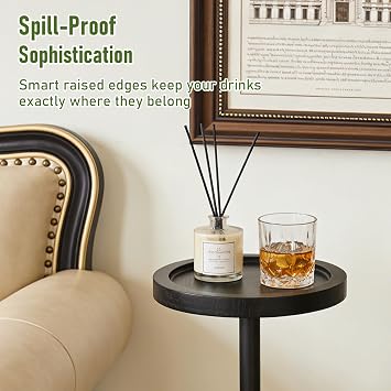 Simcat Small Round Side Table, Drink Table for Small Spaces and Modern Decor (1, Black)