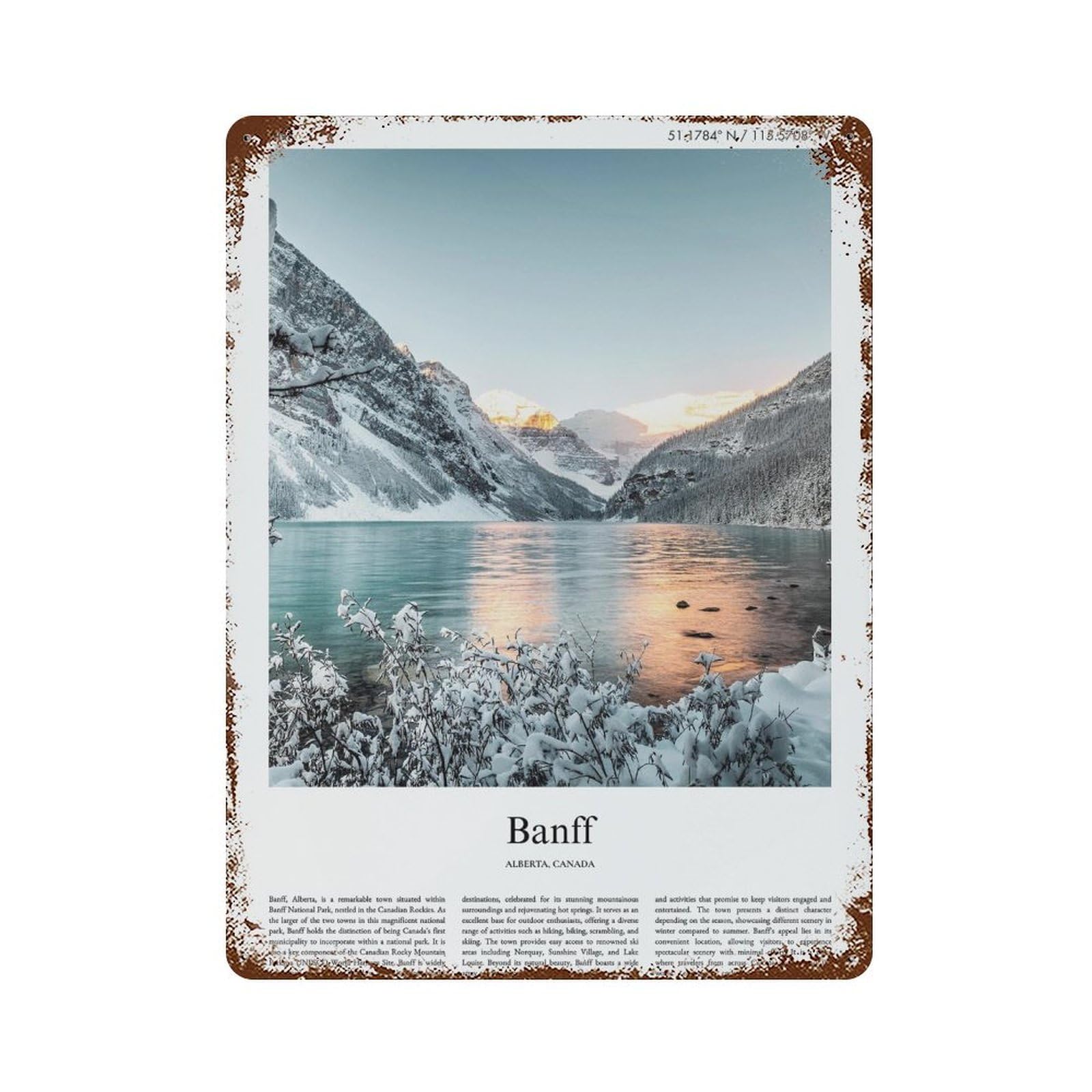 xiaoxiaoshen Banff Alberta, Canada City Scenery Wall Decor Art Metal Tin Poster Modern Home Decor Art Home Bar Shop Decorations Vintage Sign 40x30cm