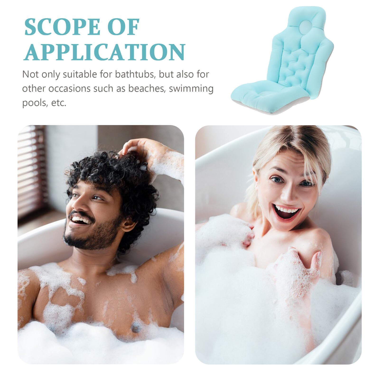 LIFKOME Cuscino Vasca Bagno Antiscivolo Blu Seduta Doccia Staccabile per Anziani e Donne in Gravidanza Materassino Morbido e Portatile per Bagno Sicuro e Confortevole