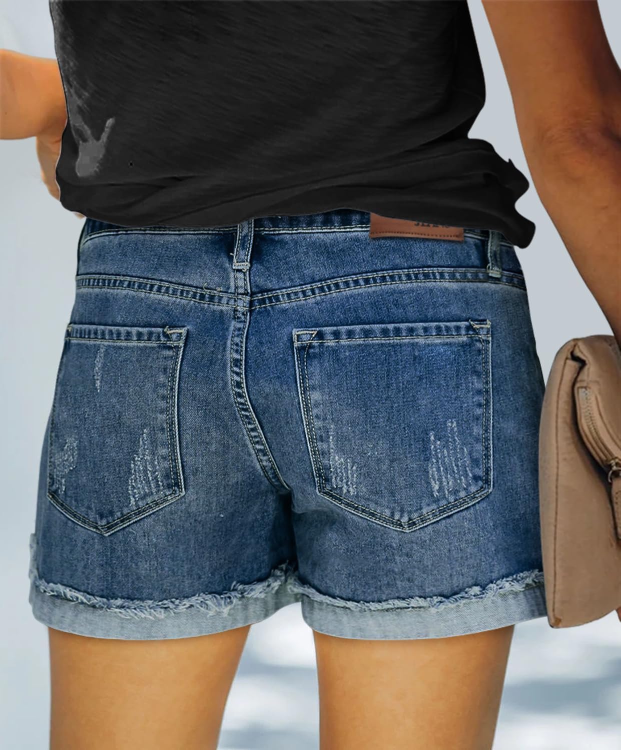 KISSMODA Denim Shorts Women Trendy Button Summer Cut Off Short Womens Jean Shorts High Waisted Denim Hot Ripped Shorts - Image 4