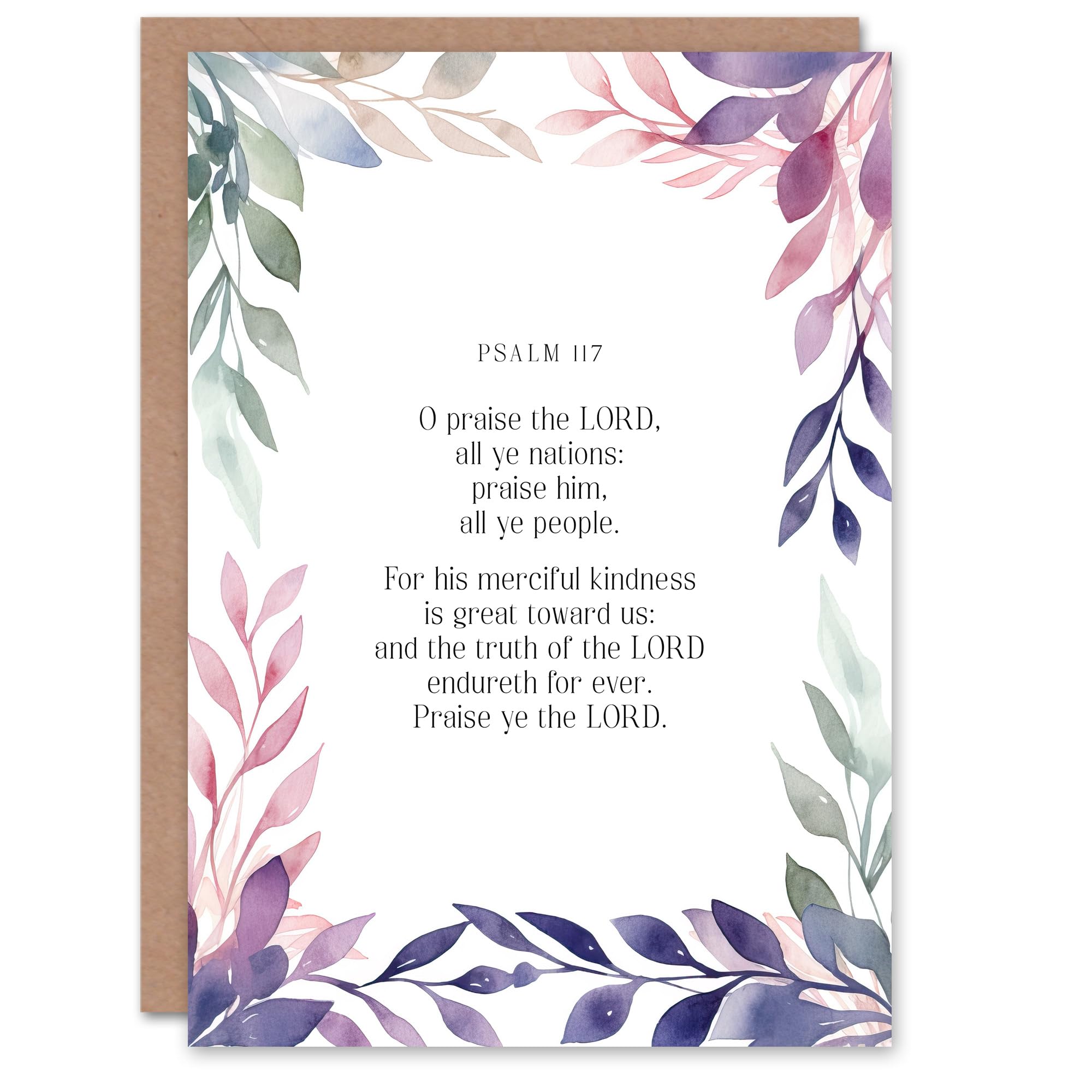 Artery8 Christian Birthday Card Psalm 117 Praise the Lord All Ye Nations Bible Blank Card For Him Or Her