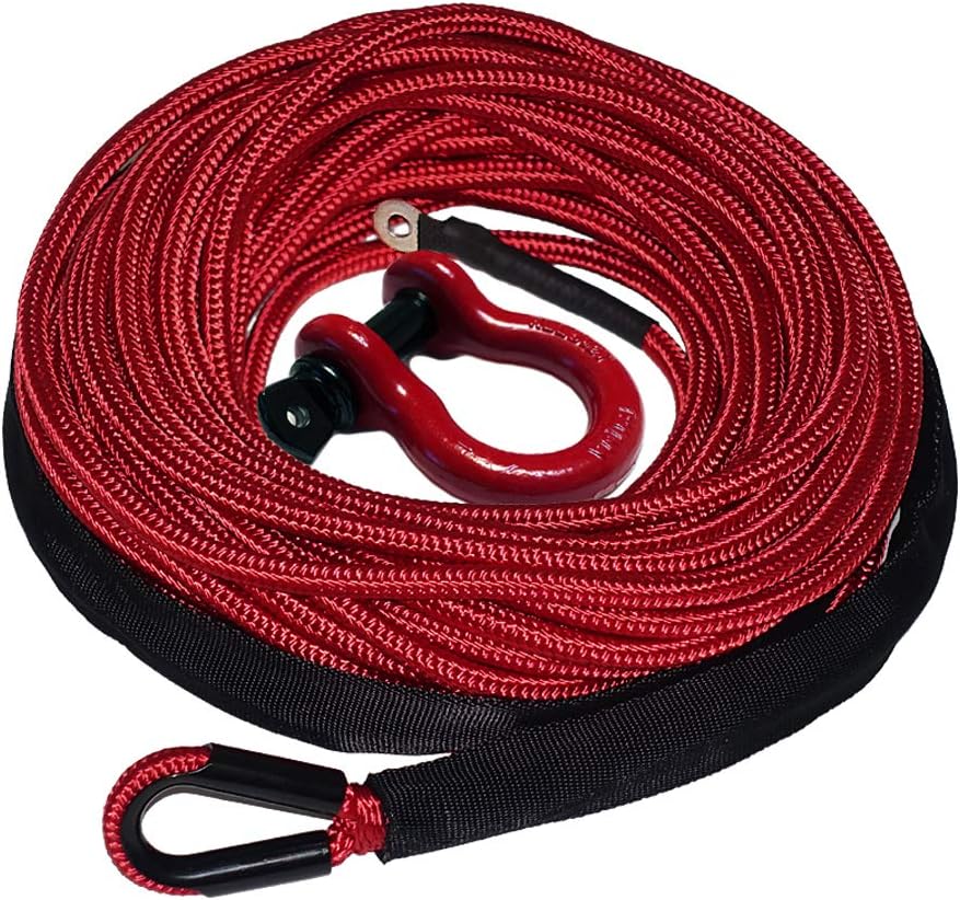 Ranger 1/4" x 50' Jacket UHMWPE Synthetic Winch Rope 7,500 LBs 6 MM x 15 M for UTV/ATV Winch