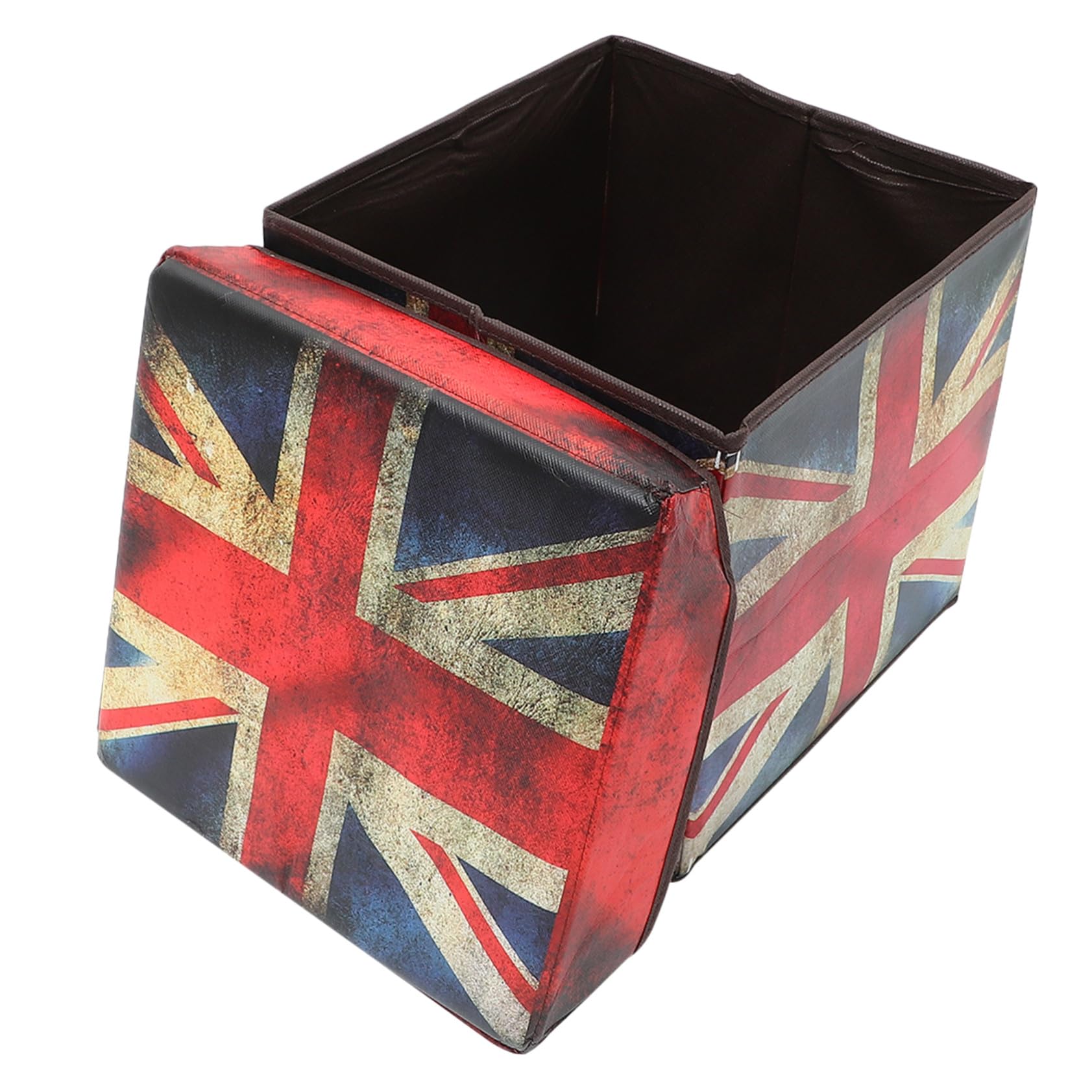 Tabouret de rangement pliable grand volume motif drapeau britannique vintage