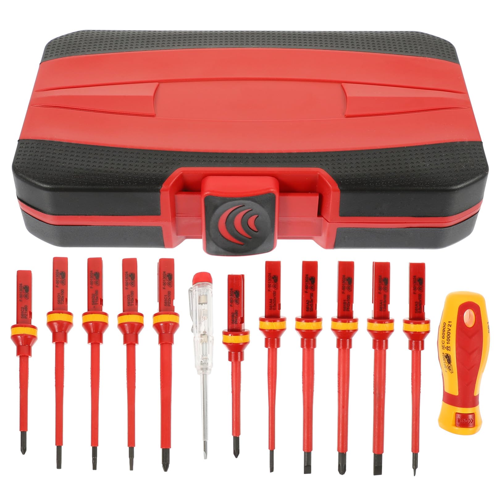 Uonlytech Set Cacciaviti Isolati 1000v 13 Pezzi per Elettricisti | Acciaio al Vanadio, Inserti Taglio Pozidriv a Stella Magnetici, Custodia Rossa Inclusa