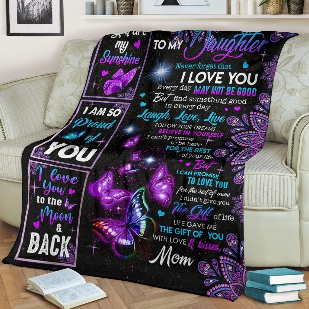 (60"x80") Sherpa Blanket - Daughter Blanket from Mom - Gift for Daughter, Never Forget That I Love You My Daughter - Daughter Gift for Birthday, Christmas Bonus Daughter