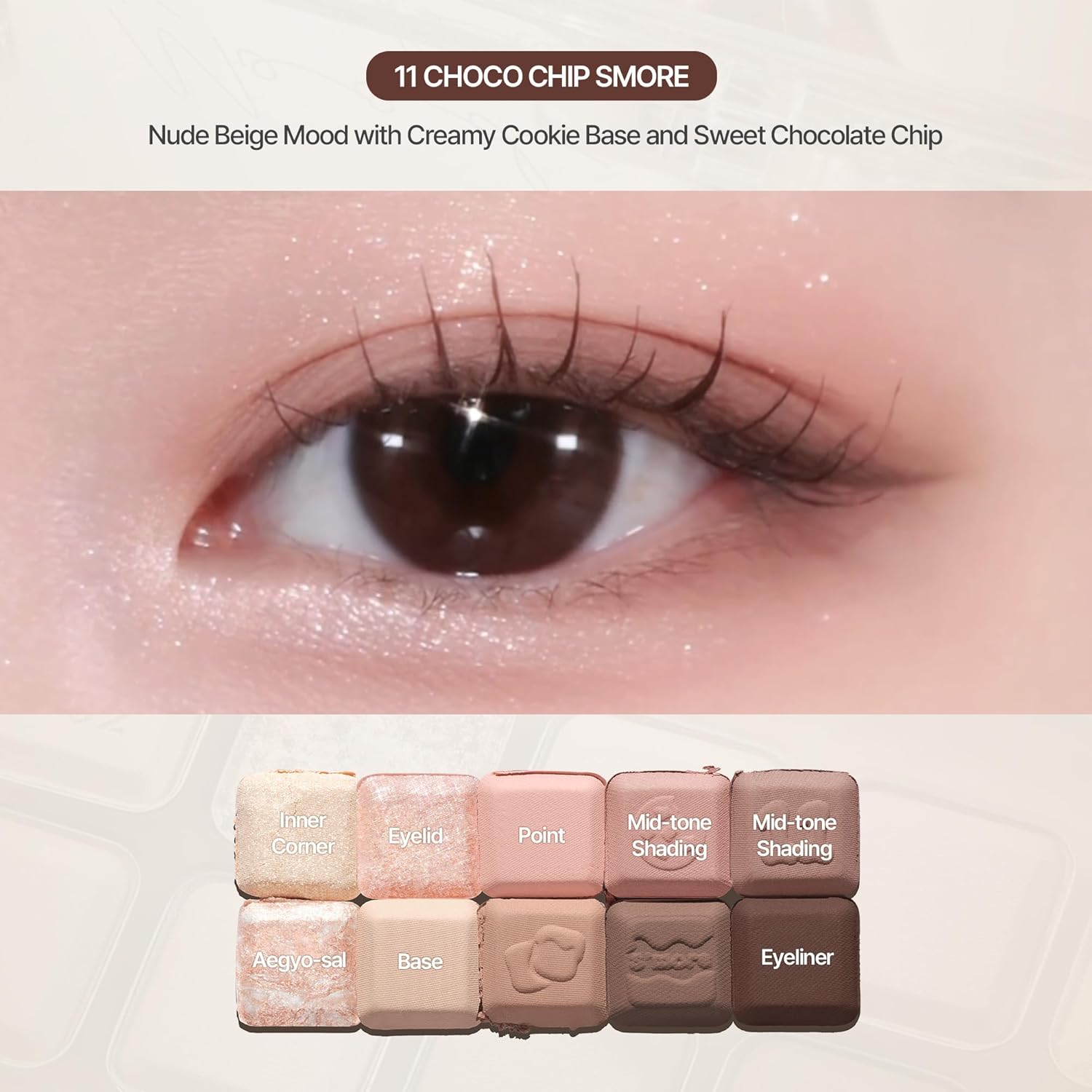 lilybyred Mood Keyboard | 10-Shade Korean Eyeshadow Palette, Highly Pigmented, Matte, Shimmer & Jelly Glitter, Smooth. Blendable, Long-Lasting, Dome-Shaped Design, 0.38 oz. (11 Chocolate Chip Smore) - Image 6