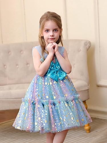 Miniatura 3 de Miipat Vestido de niña de flores para bebé, boda, fiesta, tul, princesa, vestido de baile, vestido formal con lazo para la cabeza