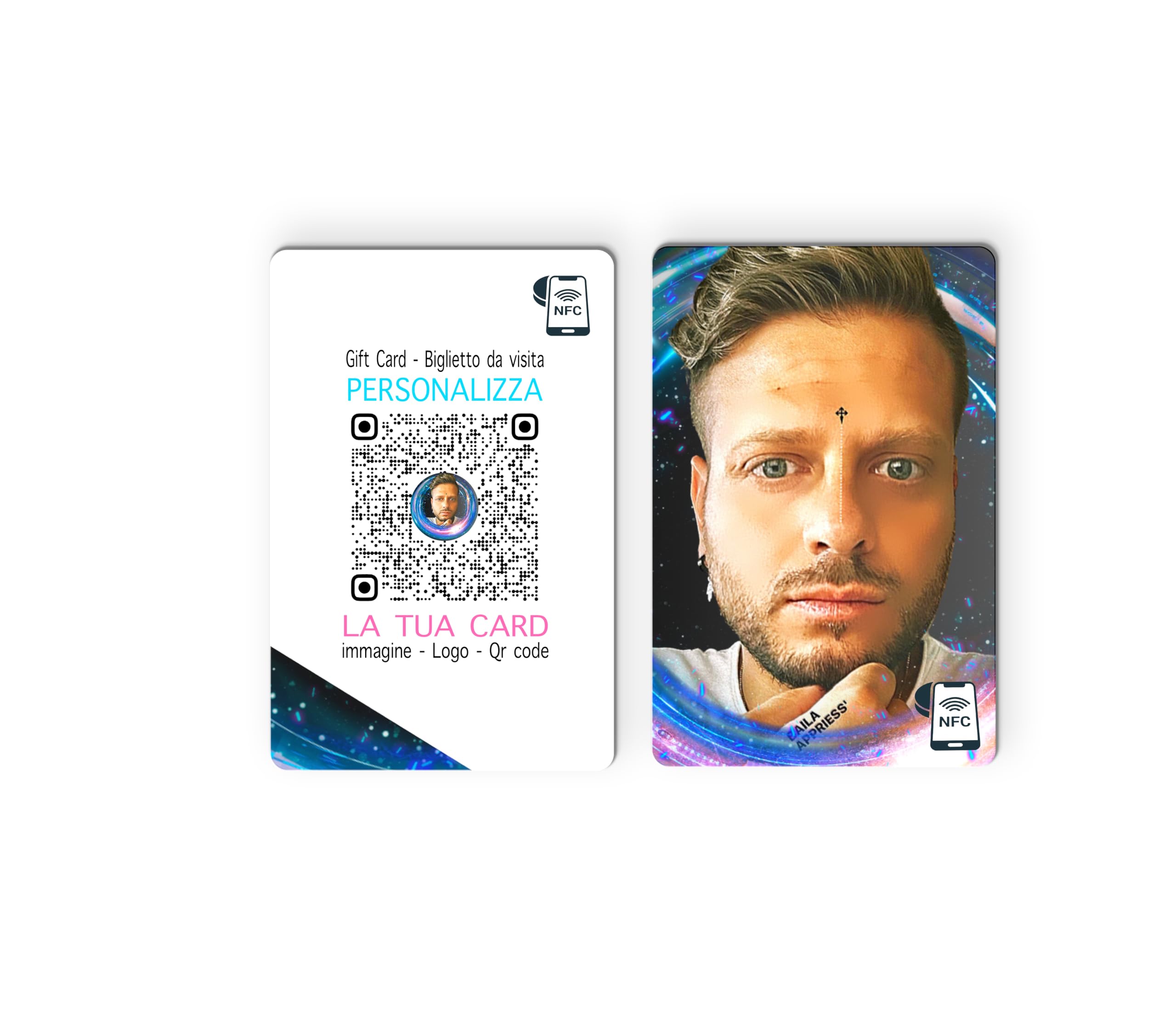 Card NFC Personalizzata in PVC - Biglietto da Visita Digitale Smart con Chip NTAG213/216 - Stampa Professionale Fronte/Retro Logo, Foto - Tessera Badge, Controllo Accessi, Social e Recensioni (1)