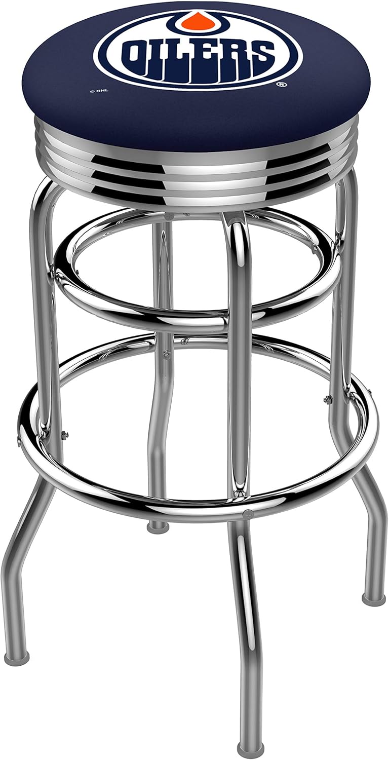 HBS L014 - Black Wrinkle Columbus Blue Jackets Swivel Bar Stool with Ladder Style Back by The Holland Bar Stool Co.