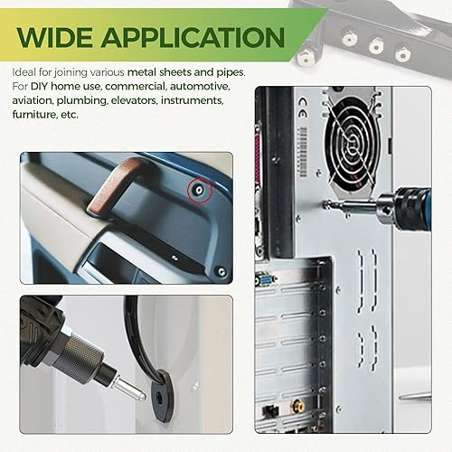 Miniatura 6 de Keadic Remachadora Manual Resistente de 226 Piezas con Kit Surtido de Remaches Ciegos de Aluminio de 6 Tamaños, Remaches Pop M2.4 M3.2 M4 M4.8