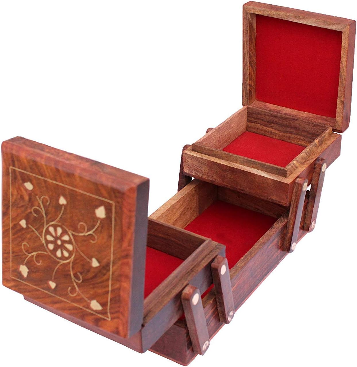 Craftatoz Handicrafts Wooden Jewellery Box for Women | Jewel Organizer Box Hand Carved Carvings, (8 inches) Gift Items