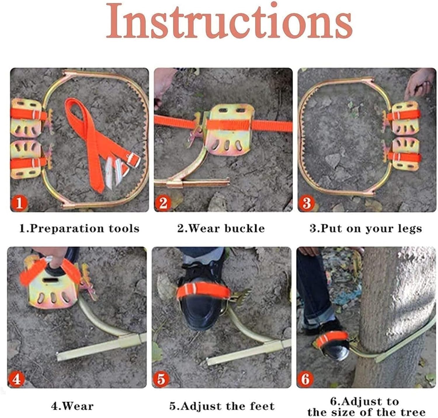 Adjustable Tree Climbing Gear with Non-Slip Pedals, 304 Stainless Steel Climbing Spikes & Shoes for Ultimate Stability & ty - 350 Model Tree Climbing Tool
