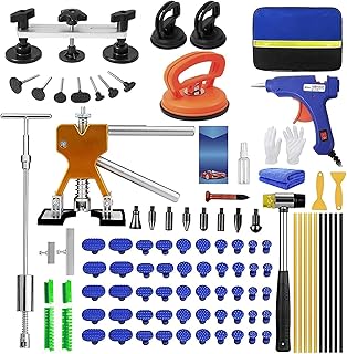 Kit de extractor de abolladuras de automóvil para eliminación de abolladuras, kit de eliminación de abolladuras sin pintura con levantador dorado, extractor de puente, martillo deslizante barra en T