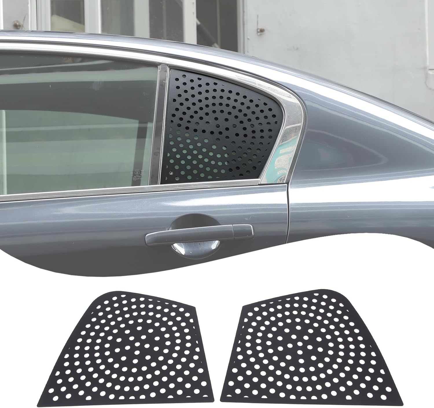 Lcojicep Rear Side Window Louvers Air Ven Trim Accessories Compatible with Infiniti G37 G25 2007-2013 Automotive Rear Window Triangular Glass Decorative Cover Aluminum Alloy Protective Pieces