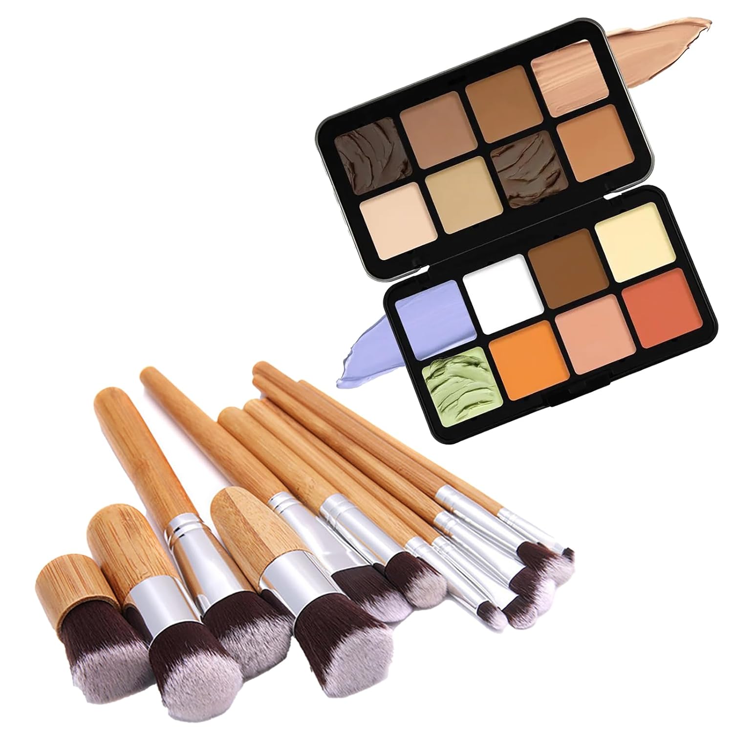 Color Correcting Concealer Palette, Contouring Foundation Creamy Contour Multi-Palette with 8 Makeup Brush Set for Foundation Powder Concealers Eyeshadows Blush Makeup, Vegan, Cruelty Free - Image 6