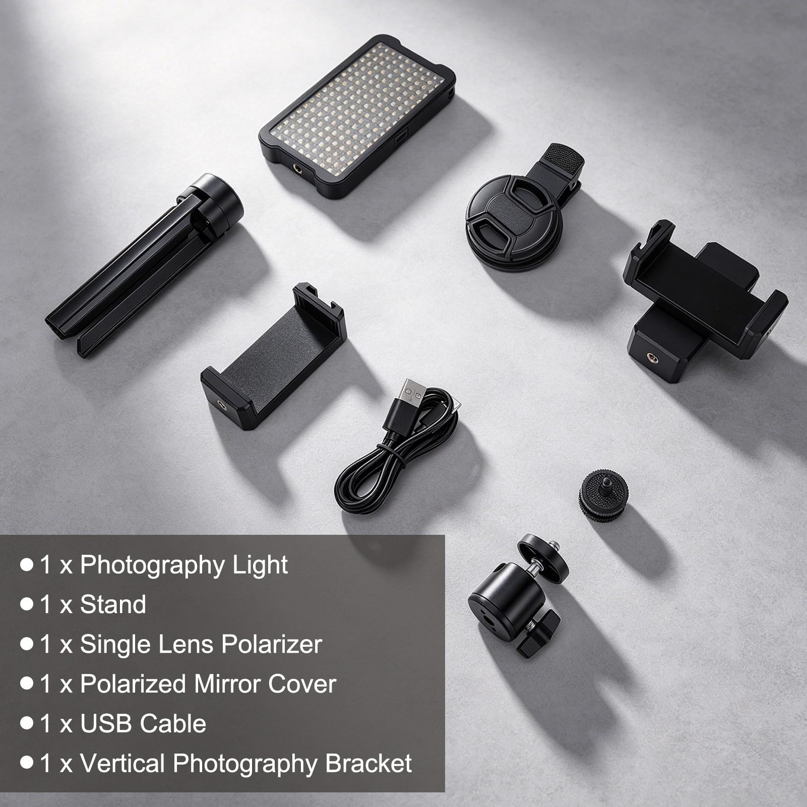 Kit de lampe de tatouage 180 LED avec lentille de filtre CPL de 52 mm, réglage de la luminosité et retrait réfléchissant, panneau lumineux pour smartphones et appareils photo, pour photographie