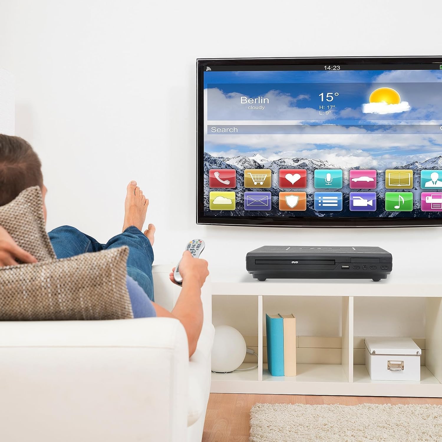 NCONCO Reproductor de DVD, Reproductor de DVD, Reproductor VCD para TV con cable AV, Reproductor de CD USB Multifunción con Control Remoto para Sistema Estéreo Doméstico