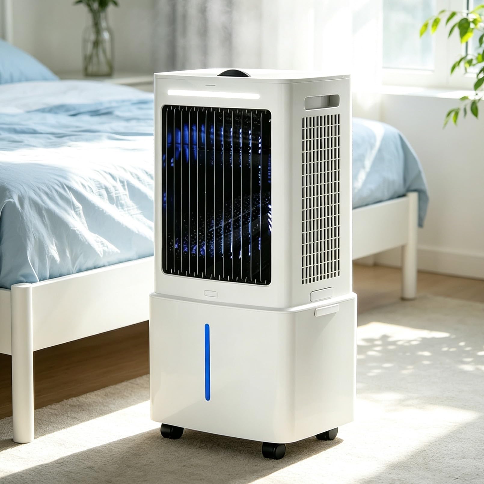 Evaporative Air Cooler, 25L Evaporative Cooling Fan with Remote & 2 Ice Packs, 3-in-1 Hoseless Room Cooler with 3 Speeds, 12H Timer & 120° Oscillation, Ultra-Quiet for Bedroom
